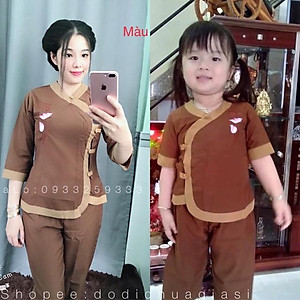 Đồ Lam Đi Chùa # Tim Phối # Đồ Bộ Nữ Mẹ Và Bé # Quần Áo Bé Gái