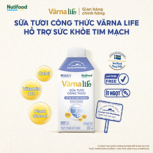 Thùng Thực phẩm bổ sung Värna Life sữa tươi công thức (Tím) (12 hộp x 200ml)