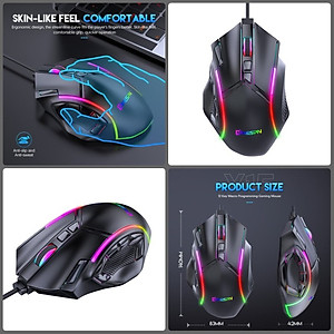 Chuột Gaming Esport macro X15 Led RGB 12800 DPI 12 phím cho máy tính laptop hàng nhập khẩu