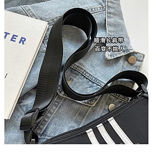 Túi Xách Sọc Đen Nữ Vải Nylon – Túi Đeo Vai Dây Kéo 3 Lớp, Phong Cách Hàn Quốc - HÀNG CHÍNH HÃNG MINIIN