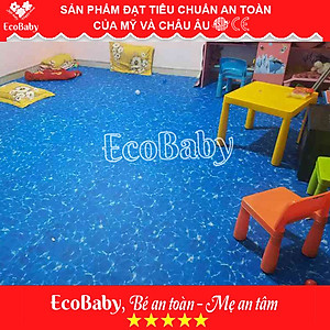 Combo 5 Tấm Thảm Xốp Lót Sàn ECOBABY An Toàn Cho Bé, Chống Trơn Trượt, Đạt Tiêu Chuẩn Của Mỹ, Hình Sóng Biển Màu Xanh Dương, Kích Thước 1 Tấm 60x60cm