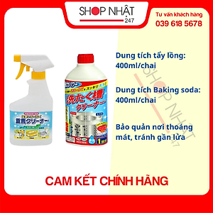 Combo chai xịt baking soda 400ml Rocket + chai nước tẩy lồng máy giặt 400ml nội địa Nhật Bản