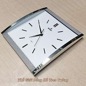 Đồng Hồ KIM TRÔI EASTAR Mặt Kính Cong Cao Cấp - Mặt Chữ nhật Ánh Kim - Tặng Pin Maxell - BH 1 Năm - Decor Trang Trí Treo Tường