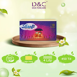 Giấy ăn Slisoft Vàng tự nhiên đa năng,khăn giấy rút thân thiện môi trường không chất tẩy trắng an toàn cho cả gia đình