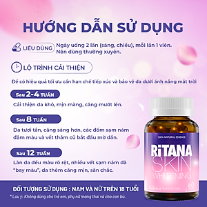 [Tặng Hộp 15v] Combo 2 Chai 60v – Viên Uống Trắng Da Ritana Ecogreen Chứa Glutathione Mờ Sạm Nám, Chống Nắng Cho Da