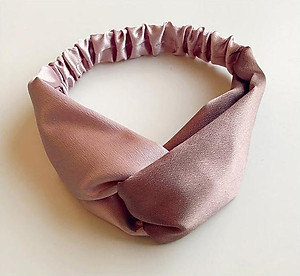 Băng đô turban nữ TB01B bản to phối màu nâu nhạt hồng nhạt