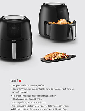 Nồi Chiên Không Dầu Điện Tử Lock&Lock EJF296BLK (7.2 Lít) - Kèm Chảo Nướng - Hàng Chính Hãng