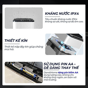Thùng rác thông minh cảm ứng tự động đóng mở DandiHome - Tặng pin AA
