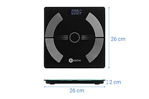 Cân điện tử bluetooth phân tích chỉ số cơ thể Kachi MK223 - Màu đen - Hàng chính hãng