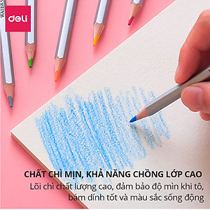 Bút chì màu nước cao cấp Deli - Có kèm cọ tán - Bộ 24/36/48 màu - 6521/6522/6523