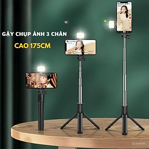 Gậy Tripod chụp ảnh tự sướng Selfie 3 chân gấp gọn 30cm, kéo dài 1M7 điều khiển từ xa có đèn Tripod chụp ảnh livestream - Hàng nhập khẩu
