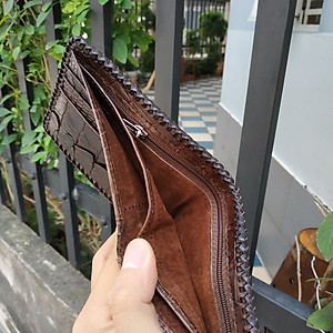 Ví Nam Da Cá Sấu 2 Mặt [Gù Cá Sấu Nguyên Con Rất Đẹp] Thiết Kế Dáng Ngang Dễ Sử Dụng