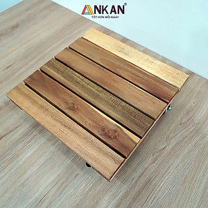 Kệ Để Chậu Cây Có Bánh Xe ANKAN, Đế Để Chậu Cây, Kệ Giá Đỡ Chậu Hoa Cây Cảnh, Hình Vuông Màu Vàng R30 Cm, Tải 150kg