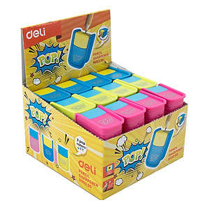 Gọt chì mini Deli - 1 lỗ/2 lỗ - Xanh lá/Hồng/Xanh dương - màu ngẫu nhiên - ER00200/ER00202/ER00300