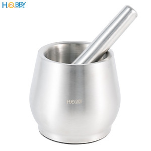 Chày cối inox 304 không rỉ có đế giảm ồn và nắp Hobby home decor CI1