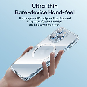 Ốp lưng chống sốc trong suốt hỗ trợ sạc Maqsafe cho iPhone 14 Pro (6.1 inch) hiệu Rock Protection Maqsafe Magetic Case (siêu mỏng 1.5mm, độ trong tuyệt đối, chống trầy xước, chống ố vàng, tản nhiệt tốt) - hàng nhập khẩu