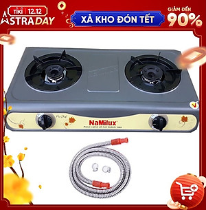 Bếp gas đôi mặt men Namilux NA-681DFM Tặng dây bọc inox Hàng chính hãng