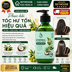 Dầu xả thảo dược thiên nhiên tinh chất olive dầu dừa độc quyền DHERBAL chai 300ml  dầu xả tóc chắc khỏe suôn mượt chính hãng