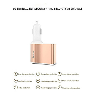 Tẩu sạc ô tô nhãn hiệu Hoco Z10 có 2 cổng USB (5V 2.1A) và màn hình Led hiển thị thông số điện áp