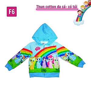 Áo khoác bé gái hình cầu vồng từ 11-43kg - Chất liệu thun cotton da cá in 3D