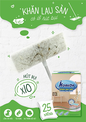 Combo 4 Tặng 1 Hộp Khăn lau sàn hút bụi tĩnh điện Ihomeda ( 25 khăn/ hộp) -  Combo 4 Free 1 iHomeda static dusting floor dry wipes ( 25 sheets/ box)