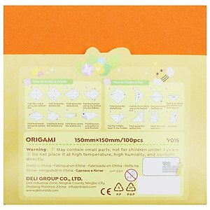 Giấy Gấp Thủ Công Origami - 15 x 15 cm - 10 Màu - Deli EY015 (100 Tờ/Xấp)