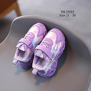 Giày thể thao bé gái có đèn LED phát sáng họa tiết Elsa thiên thần xinh xắn và dễ thương 1 2 3 4 5 tuổi phong cách GH45