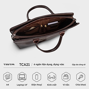 Cặp công sở Trita ( Thời trang nam đựng vừa laptop 13.3 inch - Cặp da TCA21 )
