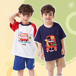 [MUA 1 SP TẶNG 1 SP - QUÀ TẶNG NGẪU NHIÊN]Áo cộc tay bé trai BIGFOX - MISS MEOW size đại mặc nhà mùa hè, áo phông cho bé trai chất cotton phong cách Âu Mỹ  cỡ 3-8 tuổi 10 - 26 kg QATE 01
