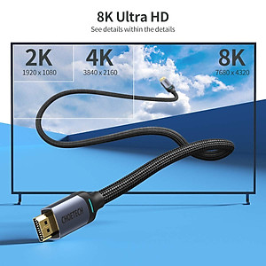 Dây Cáp Dù Lõi HDMI 2.1 8K 48Gbps, 4K 165Hz Dài 2M CHOETECH XHH01 Dùng Cho Tivi/ Máy Tính/ Playstation - Hàng Chính Hãng