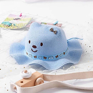 Nón cói trẻ em vành gợn sóng hình mặt heo HQC210