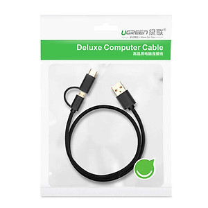 Dây Micro-USB đa năng 2 trong 1 kèm đầu chuyển USB Type C UGREEN US142 - Hàng Chính Hãng