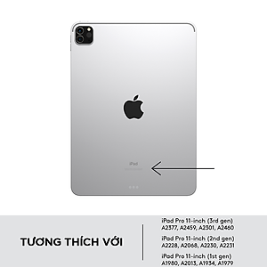 Bao da kèm bàn phím Logitech Combo Touch iPad Pro 11 inch gen 1, 2, 3 (2021) - Backlit keys có thể tháo rời, Trackpad siêu nhạy - Hàng chính hãng