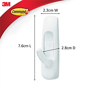 Bộ 2 móc treo tường cường lực siêu dính chống thấm nước 1300 gram Command 3M 3M-17001B