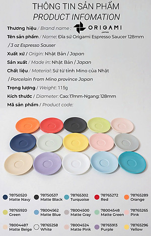 Đĩa sứ Origami Espresso Saucer 128mm