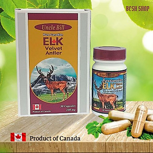 Nhung Hươu Uncle Bill Pure Canadian Elk Hộp 30 Viên, Nhập Khẩu Canada, Từ 75 Phần Nhung Tươi Yên Ngựa Của Loài Hươu Đỏ Sừng Tấm (Cervus Elaphus Canadensis) Mới Tạo Ra 1 Phần Nhung Hươu Tinh Chất, Món Quà Sức Khoẻ