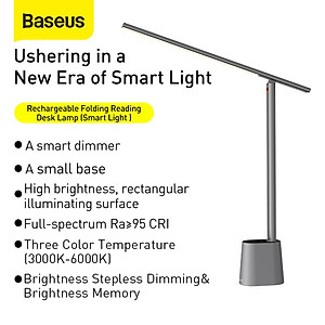 Đèn để bàn thông minh Baseus Smart Eye Series Charging Folding Reading Desk Lamp (Cảm biến ánh sáng tự động, pin sạc, 3000k - 6000k Full-Spectrum, Foldable and Rechargeable Reading Lamp) - Hàng chính hãng