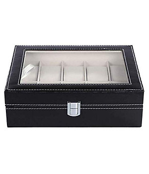 Hộp Đựng Đồng Hồ , Trang Sức 10 ngăn PaKaSa Loại Lớn 20 x 25 x 8 cm - Hàng Chính Hãng