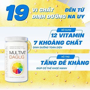[Loại tốt] Thực phẩm bảo vệ sức khỏe Multivit Daglig, hỗ trợ bổ sung 12 vitamin và 7 khoáng chất Na Uy, lọ 180 viên