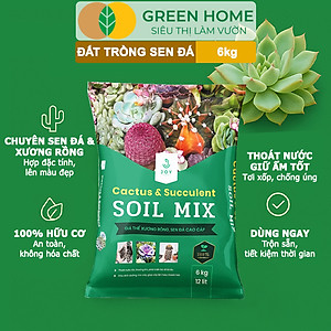 Đất Trồng Sen Đá Greenhome, Soil Mix, Bao 6kg, Trộn Sẵn, 85% Đá Khoáng, Phát Rễ Nhanh, Lên Màu Nhanh, Thoát Nước Tốt