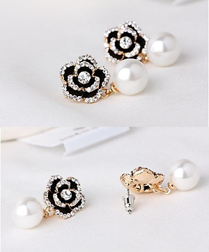 Bông tai hoa hồng ngọc trai sang trọng