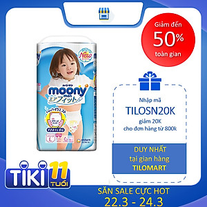 Tã Quần Cao Cấp Moony Nhật Bản Bé Gái L44 (44 Miếng)