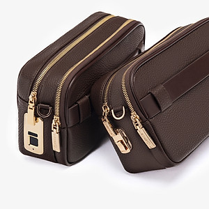 Ví Da Cầm Tay Clutch Nam Chính Hãng GENCE RB09 Da Bò Khóa Vân Tay Cao Cấp Màu Nâu