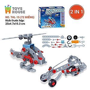 Đồ chơi phát triển kỹ năng cho bé - DIY MODELS, lắp ghép 3D mô hình 2 trong 1 Toyhouse 0620-TH110-TLH-1 nhựa mềm