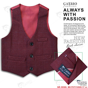 BỘ ĐỒ VEST BÉ TRAI CATRIO PCT112020/17 là bộ suit trẻ em từ 8 tuổi _ 12 tuổi (26KG .. 50KG) gồm 3 chi tiết áo vest+quần dài +áo ghile gilet vải dạ mềm mượt tuyệt đẹp cho bé biểu diễn dự tiệc cưới hỏi lễ tết chụp ảnh gia đình