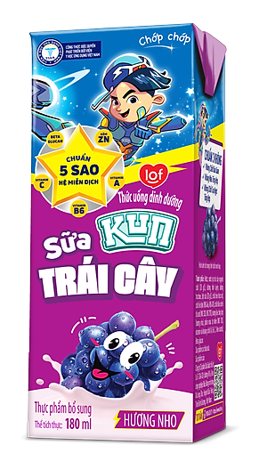 Thùng 48 Hộp Sữa Trái Cây Hương Nho KUN 180ml/hộp(thẻ cào)