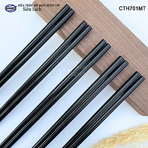 Đũa tròn gỗ Mun sừng trơn VIP - CTH701MT (Hộp 10 đôi rất đẹp) - Đũa gỗ tự nhiên cao cấp