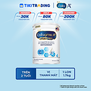 Sữa bột Enfagrow A2 Neuropro 4 1.7kg giúp dễ tiêu hóa, hấp thu dành cho trẻ 3-6 tuổi