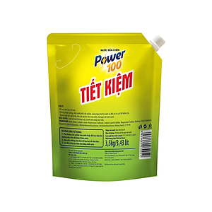 Túi Nước Rửa Chén POWER100 Tiết Kiệm Hương Chanh 3.5KG