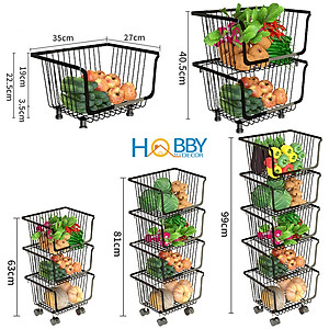 Kệ rổ đựng đồ nhà bếp đa năng nhiều tầng di động HOBBY Home Decor KRNT